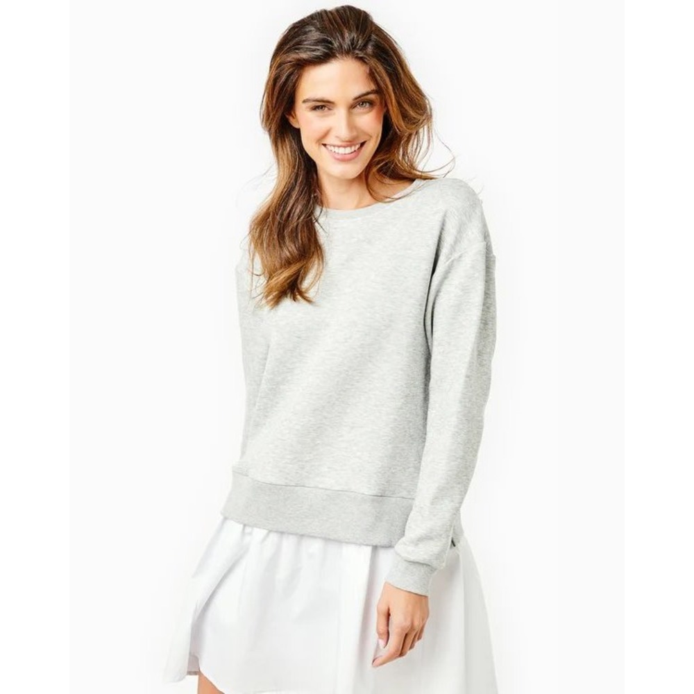 ADDISON BAY Gray Mixed Soft Luxe Long Sleeve Harper Excellent Layered Pullover S